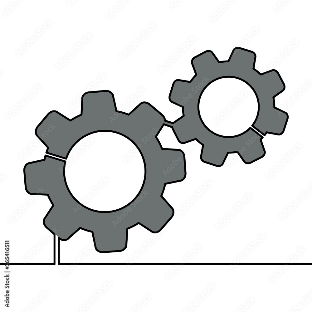 Flat continuous line Cogwheel gear mechanism