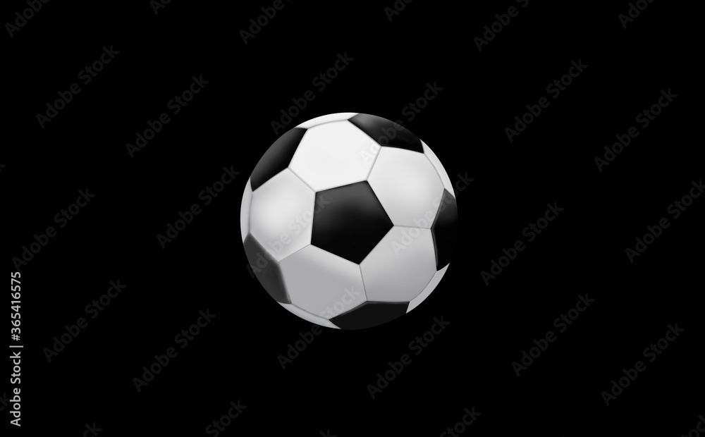 3D rendering of traditional soccer ball isolated on black background