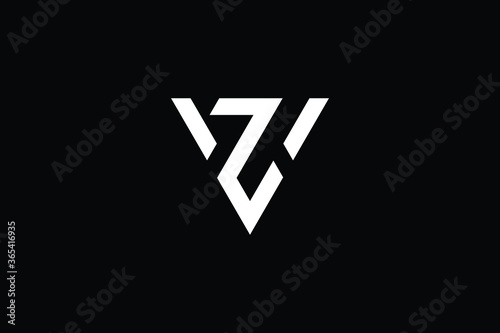 Minimal Innovative Initial VZ logo and ZV logo. Letter ZV VZ creative elegant Monogram. Premium Business logo icon. White color on black background