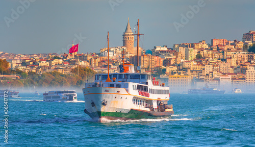 Photo Sea voyage with old ferry (steamboat) in the Bosporus - Dolmabahce Palace  seen