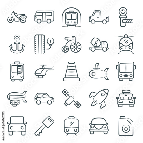 
Pack of Travel and Automobile Line Icons 
