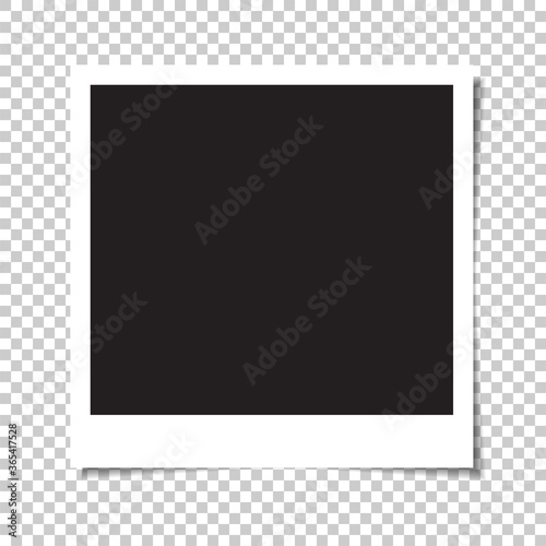 Blank square photo with shadow. Vector illustration.