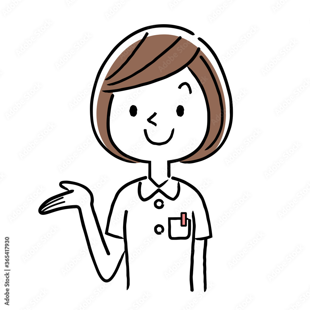 Vector illustration material: young female nurse explaining and guiding Vector illustration material: young female nurse explaining and guiding