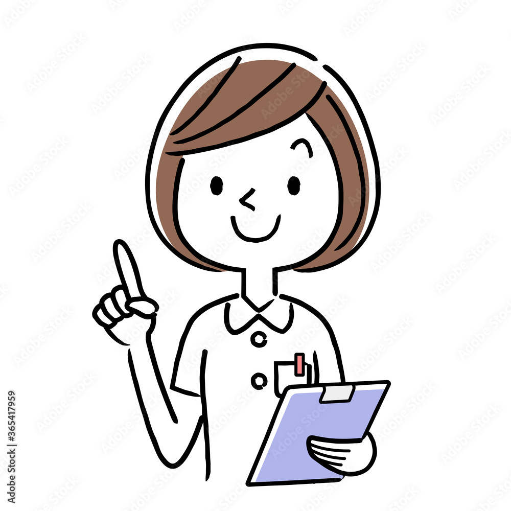 Vector illustration material: female nurse with a serious expression