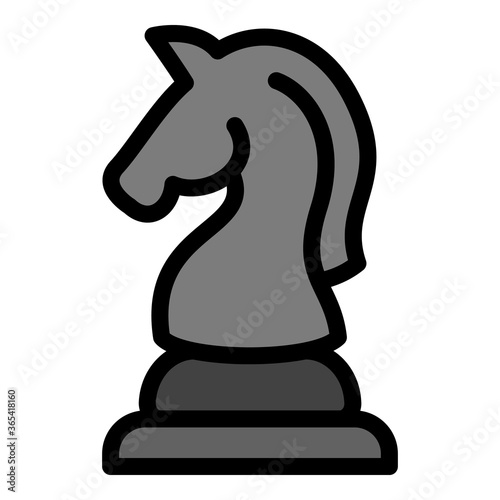 Chess play knight icon. Outline chess play knight vector icon for web design isolated on white background