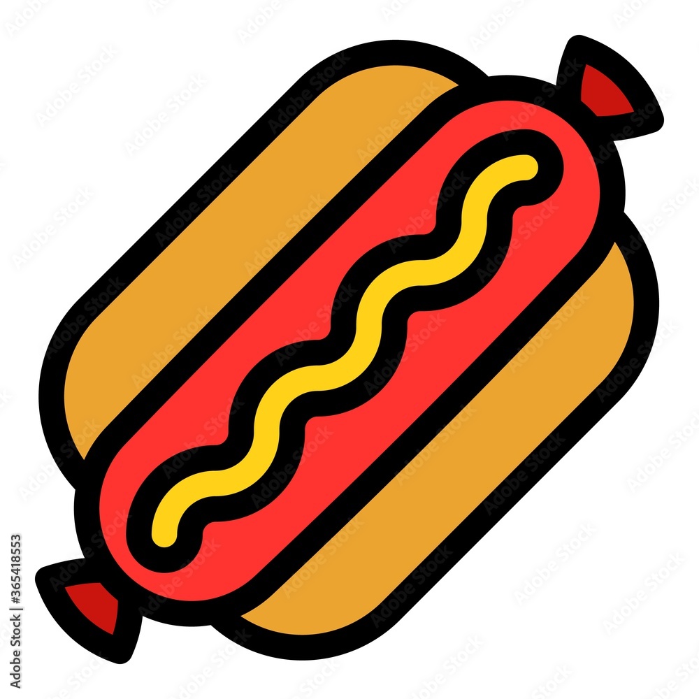 American hot dog icon. Outline american hot dog vector icon for web design isolated on white background American hot dog icon. Outline american hot dog vector icon for web design isolated on white background