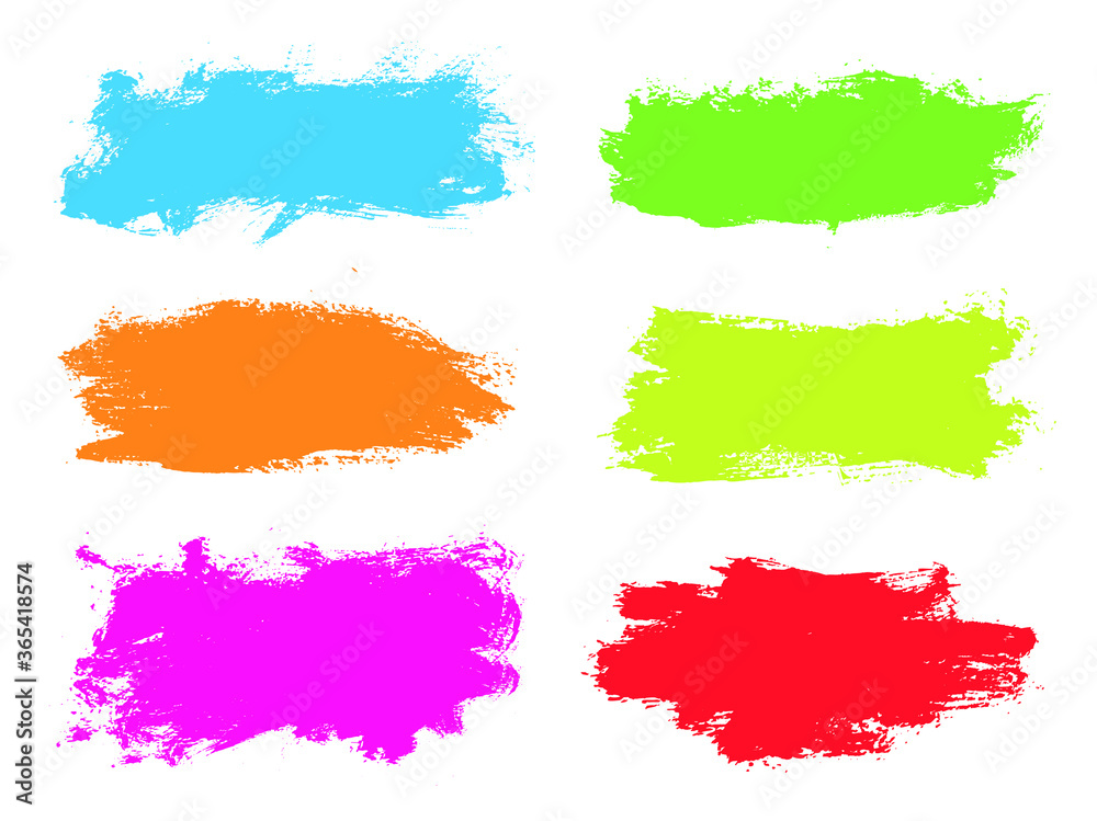 Set of colorful grunge brush strokes