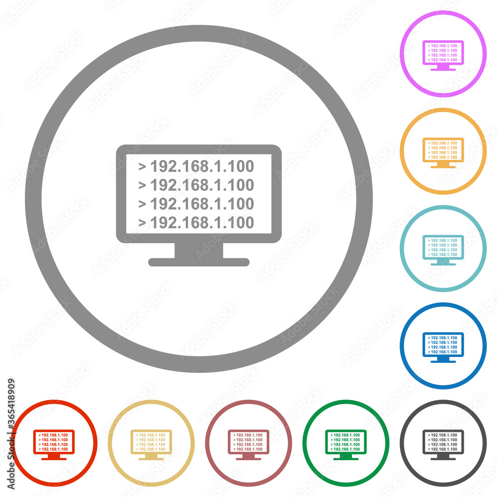 Ping remote computer flat icons with outlines Ping remote computer flat icons with outlines