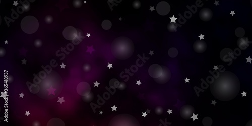 Dark Pink, Red vector background with circles, stars. Illustration with set of colorful abstract spheres, stars. Design for textile, fabric, wallpapers.
