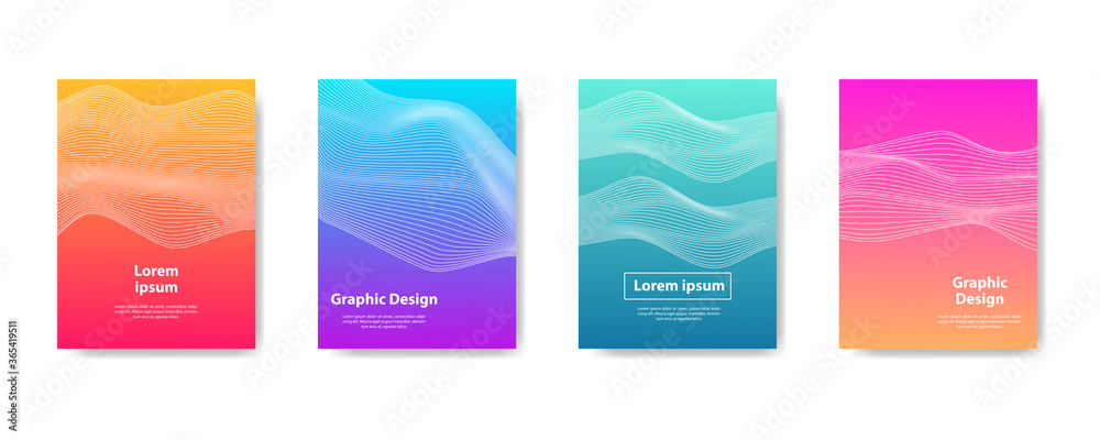 Cover set design. full color wave line design. Future geometric patterns with shadows. Eps10 vector