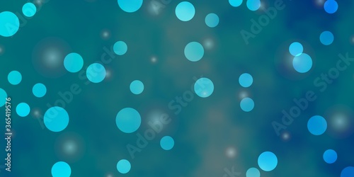 Light BLUE vector layout with circles, stars. Illustration with set of colorful abstract spheres, stars. Pattern for wallpapers, curtains.