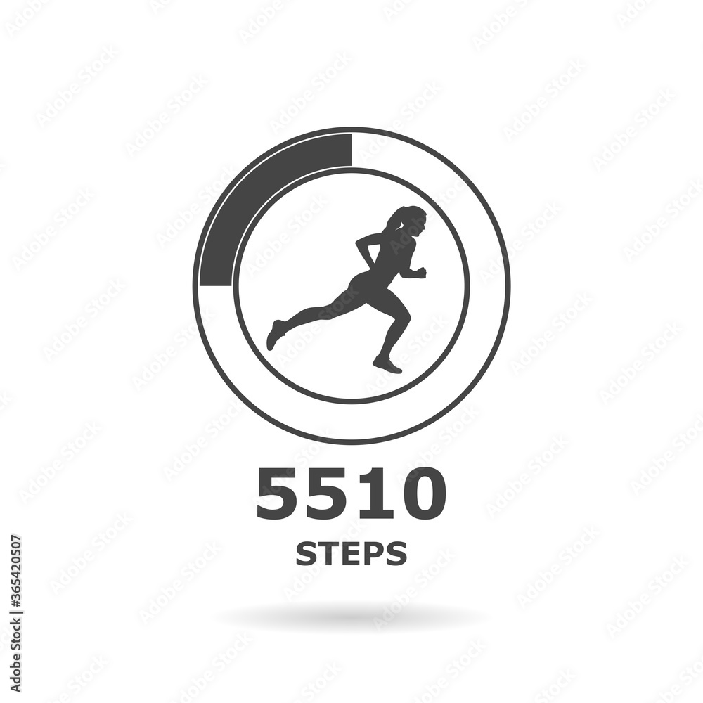 Fitness running tracking smartwatch icon with shadow Fitness running tracking smartwatch icon with shadow