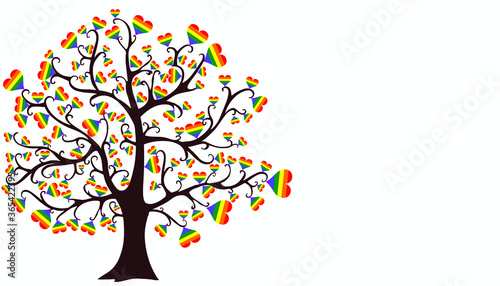 Vector Illustration Abstract Love tree with heart leaves. lgbt community sign isolated on white background.