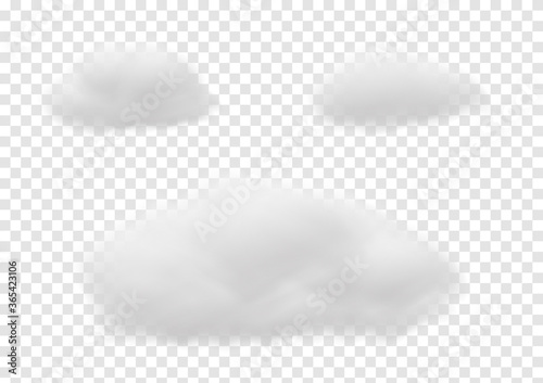 Realistic white cloud vectors isolated on transparency background, cotton wool ep50 photo