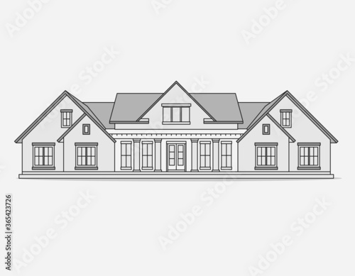 House illustration. Vector. Old American house.