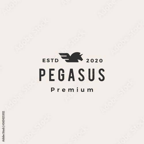 pegasus unicorn wing hipster vintage logo vector icon illustration