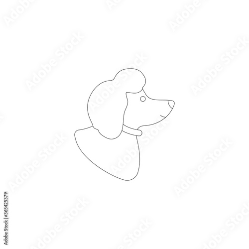 Funny line style icon of royal poodle for different design. Cute family dog for coloring book.