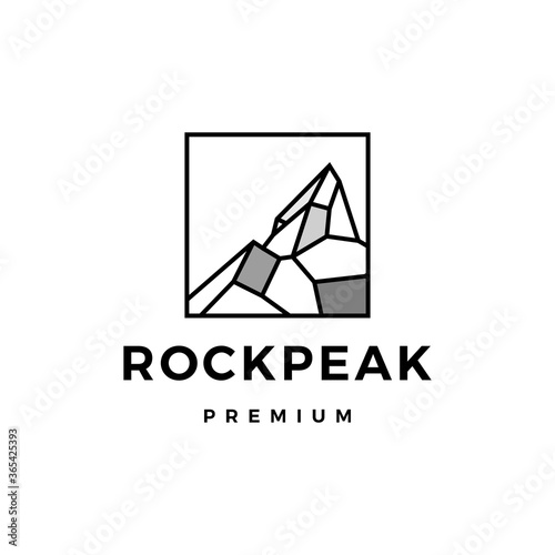 rock peak mount stone logo vector icon illustration