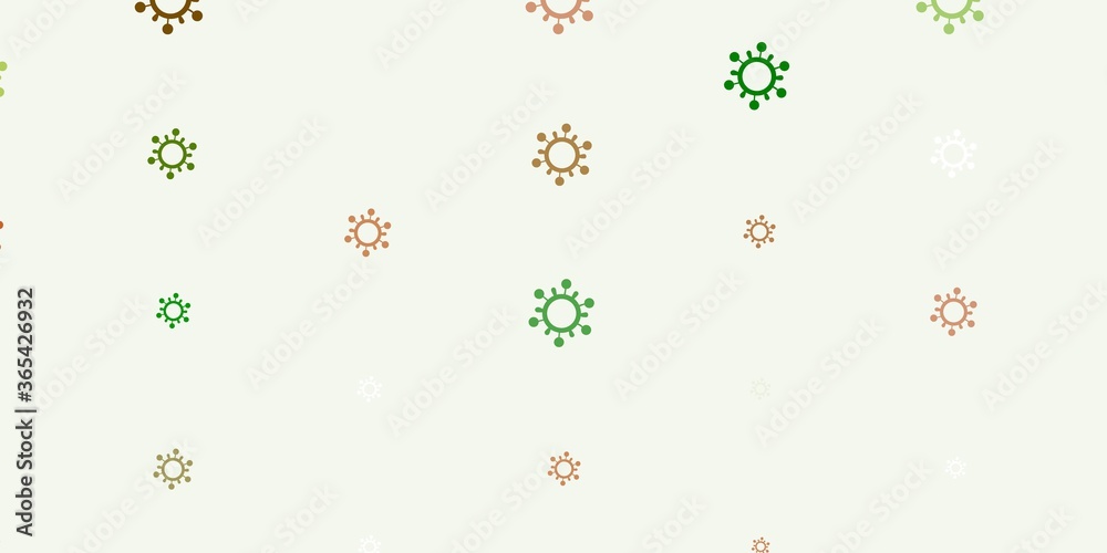 Light Green, Yellow vector background with covid-19 symbols. Light Green, Yellow vector background with covid-19 symbols.