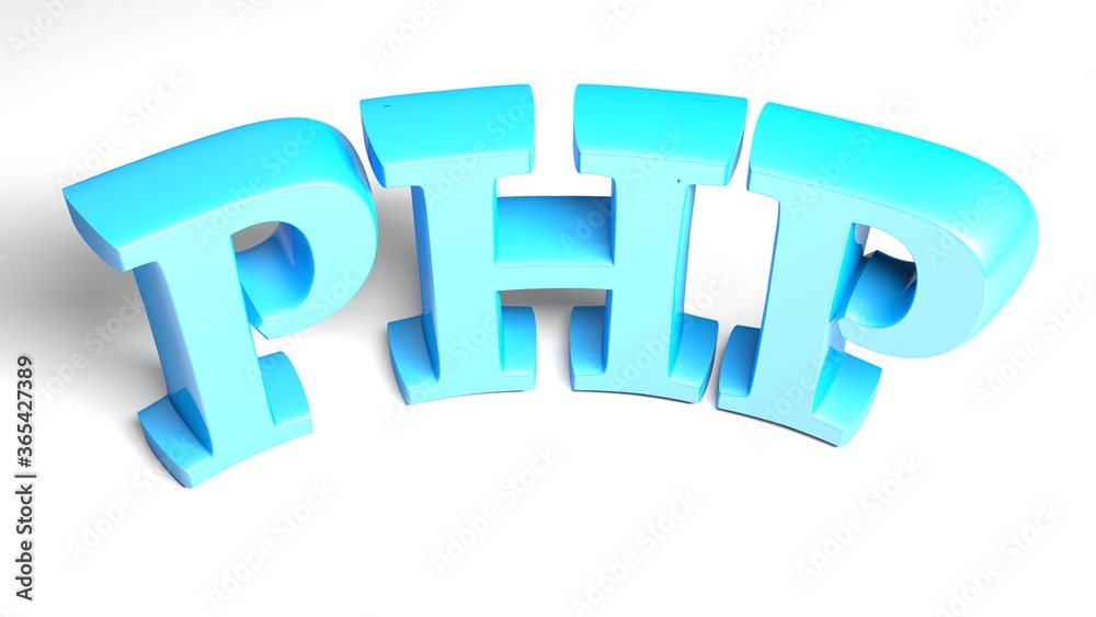 PHP blue bent write isolated on white background - 3D rendering illustration PHP blue bent write isolated on white background - 3D rendering illustration
