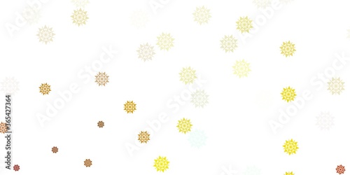 Light blue, yellow vector layout with beautiful snowflakes.