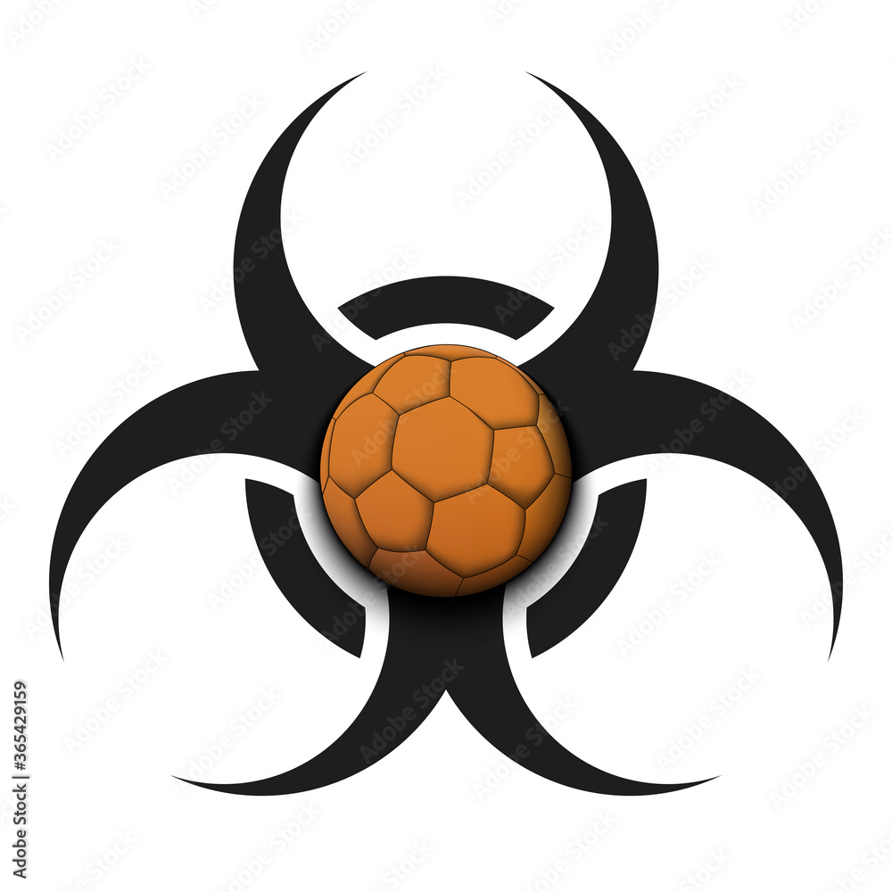 Biohazard symbol with handball ball. Caution biological danger toxic
