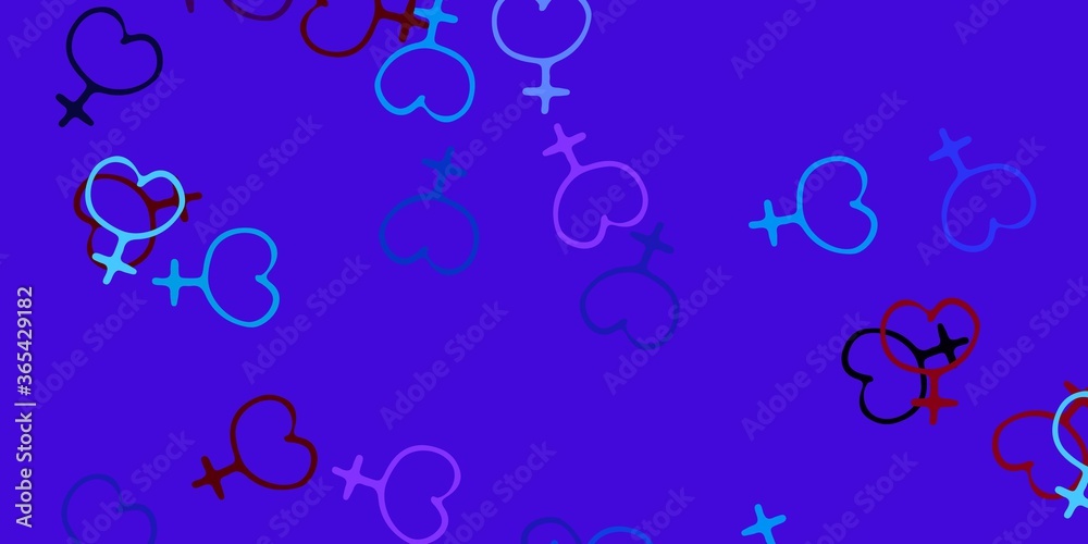 Light Blue, Red vector texture with women's rights symbols. Light Blue, Red vector texture with women's rights symbols.