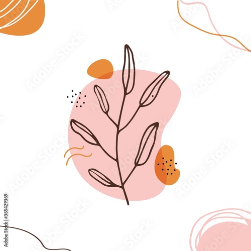 Vector trendy backgrounds. Abstract square art templates with floral and geometric elements. Can be used for social media posts, mobile apps, banners design and web/internet ads.  photo