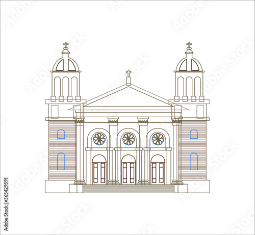 Cathedral Basilica of San Jose, California United States. illustration for web and mobile design.