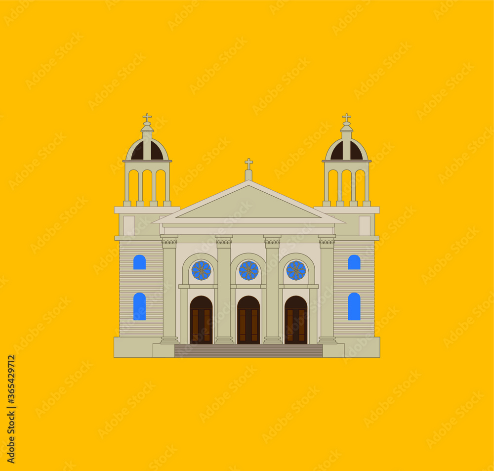 Cathedral Basilica of San Jose, California United States. illustration for web and mobile design.