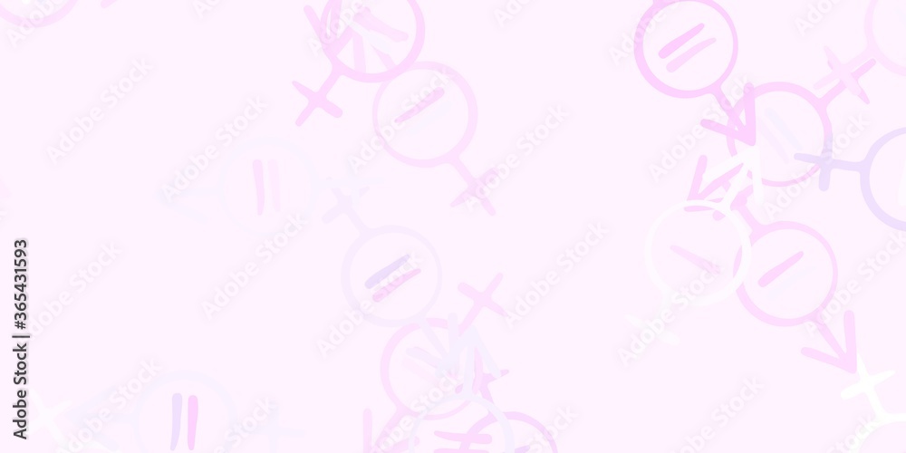 Fototapeta premium Light Purple vector pattern with feminism elements.