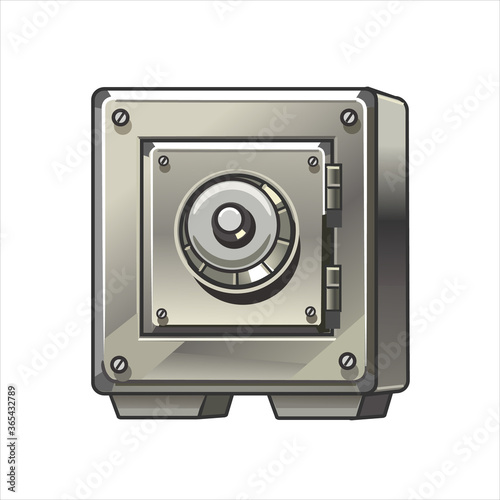 Metal armored safe on a white background. Isolated icon. Vector illustration