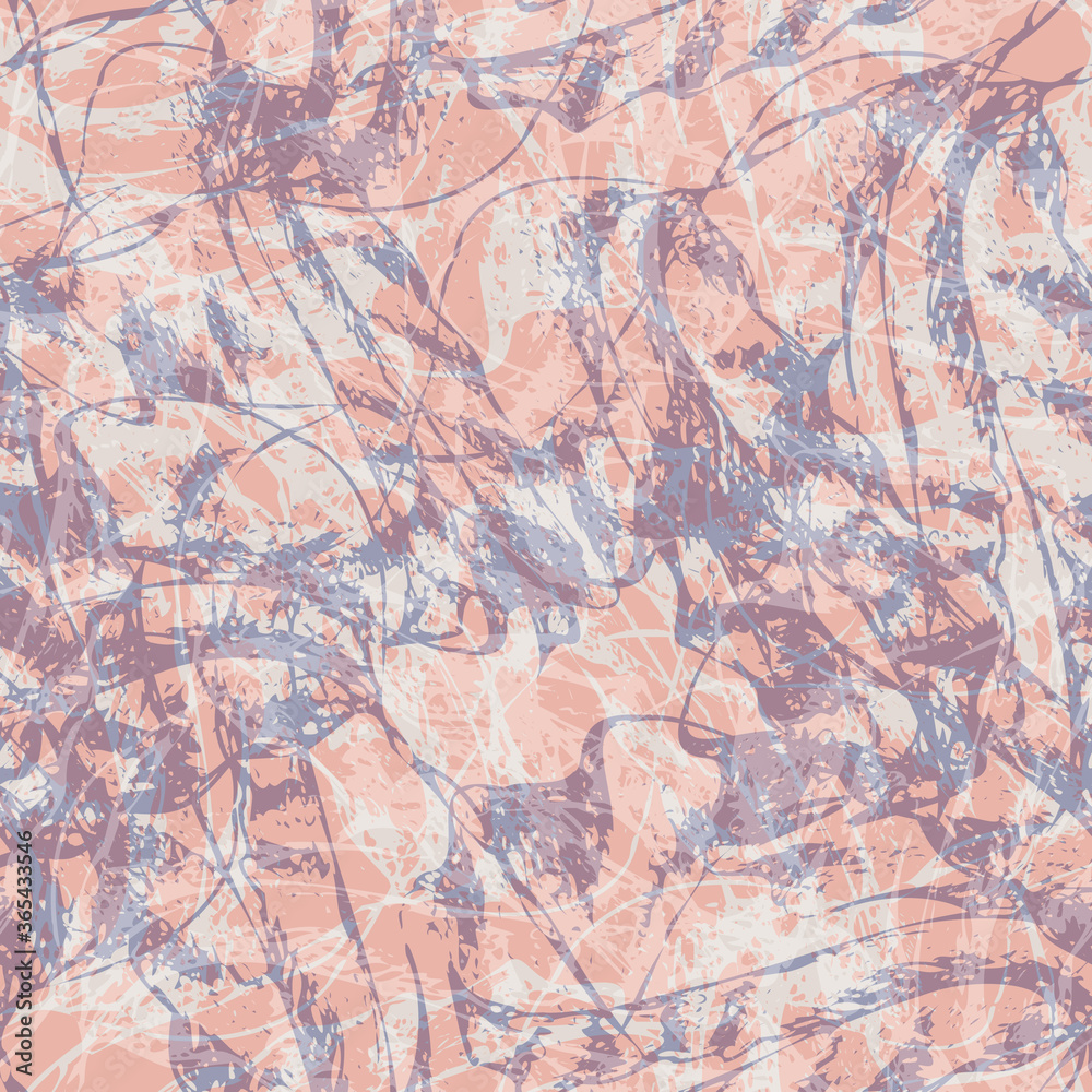 Abstract marbled fluid paint texture vector seamless pattern background. Watery purple pink backdrop of streaked and variegated painterly leaf brush surface. All over print for wellness, packaging.
