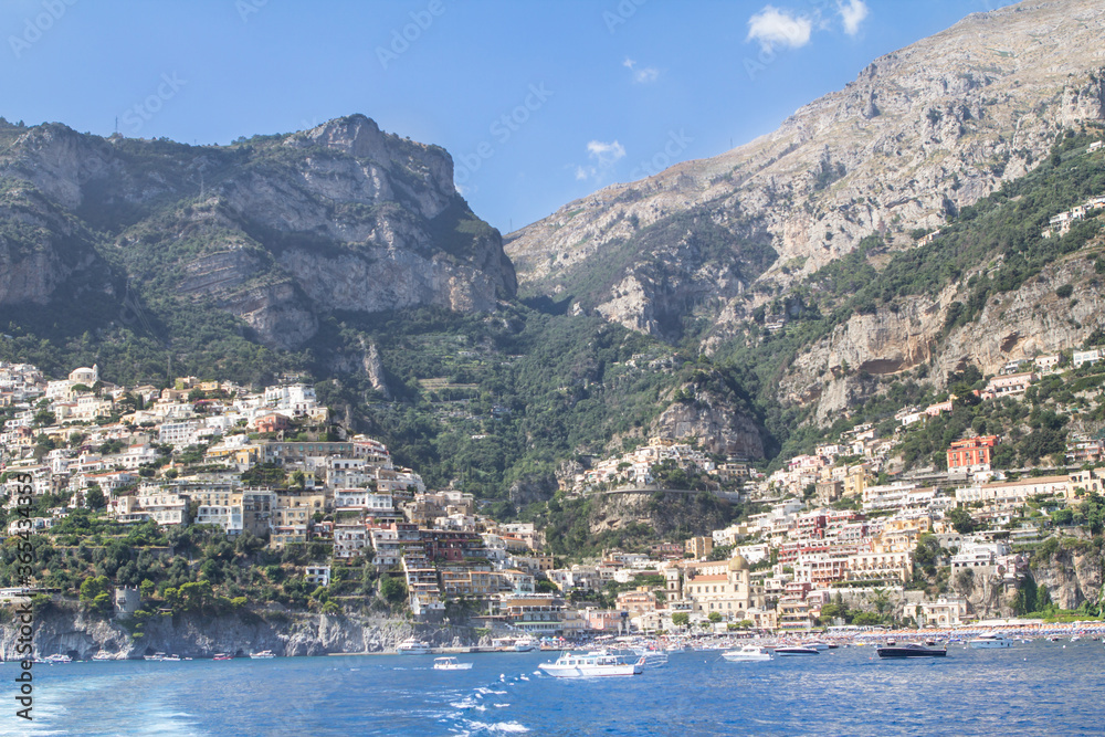 City of Positano from the sea, Italy