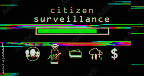 Modern glitch transition with cyber invigilation eye