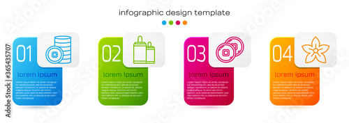 Set line Chinese Yuan currency, Firework, Chinese Yuan currency and Lotus flower. Business infographic template. Vector.