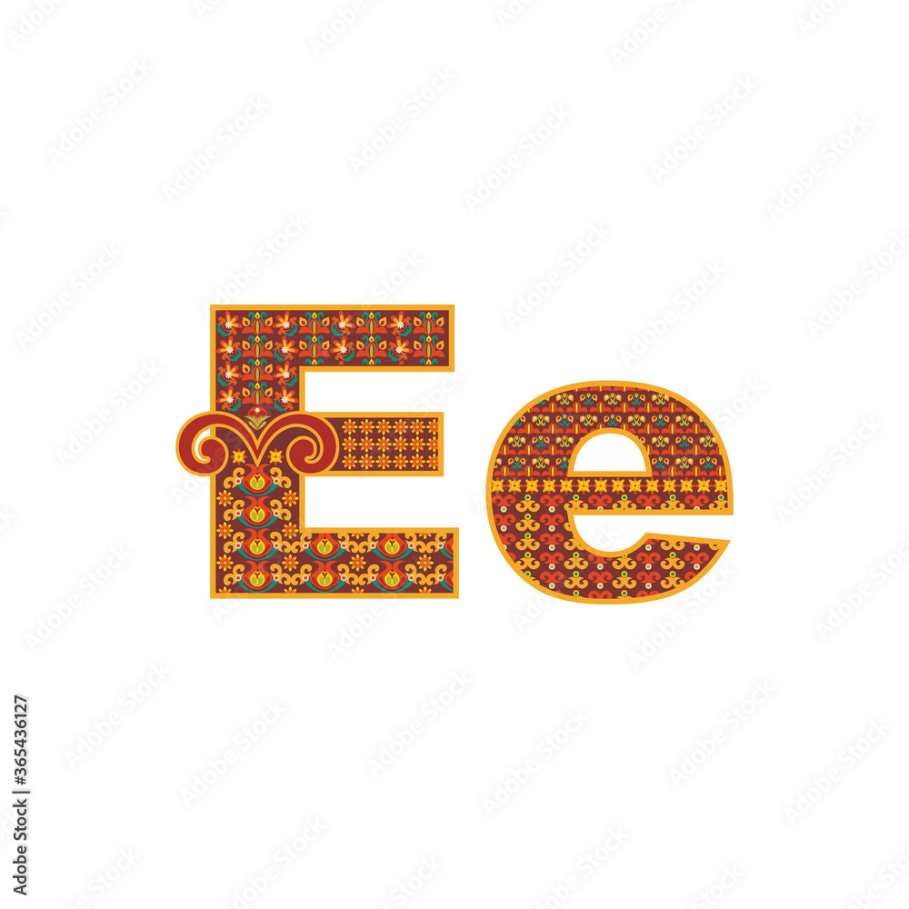 Vector abstract letter E with ornamental pattern. Vector abstract letter E with ornamental pattern.
