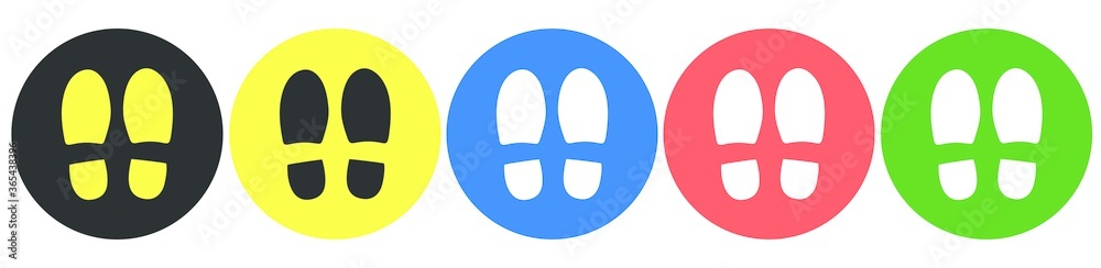 Social distancing concept for preventing coronavirus covid-19 with footprint stand here on circle background. Vector Image. Social distancing concept for preventing coronavirus covid-19 with footprint stand here on circle background. Vector Image.