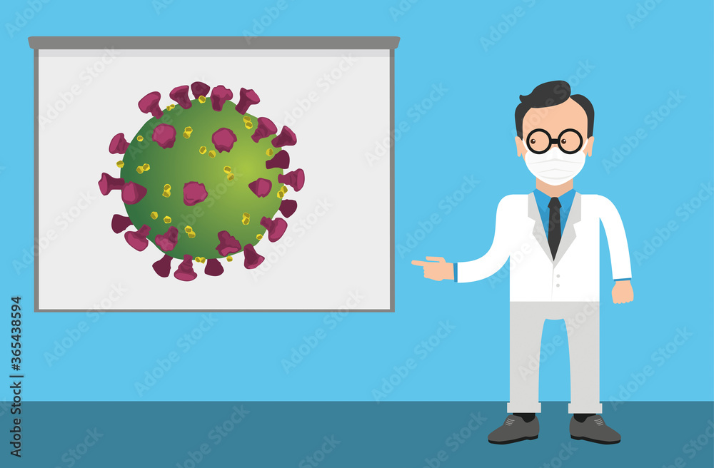 Man Doctor Mask Cartoon Board Virus Man Doctor Mask Cartoon Board Virus