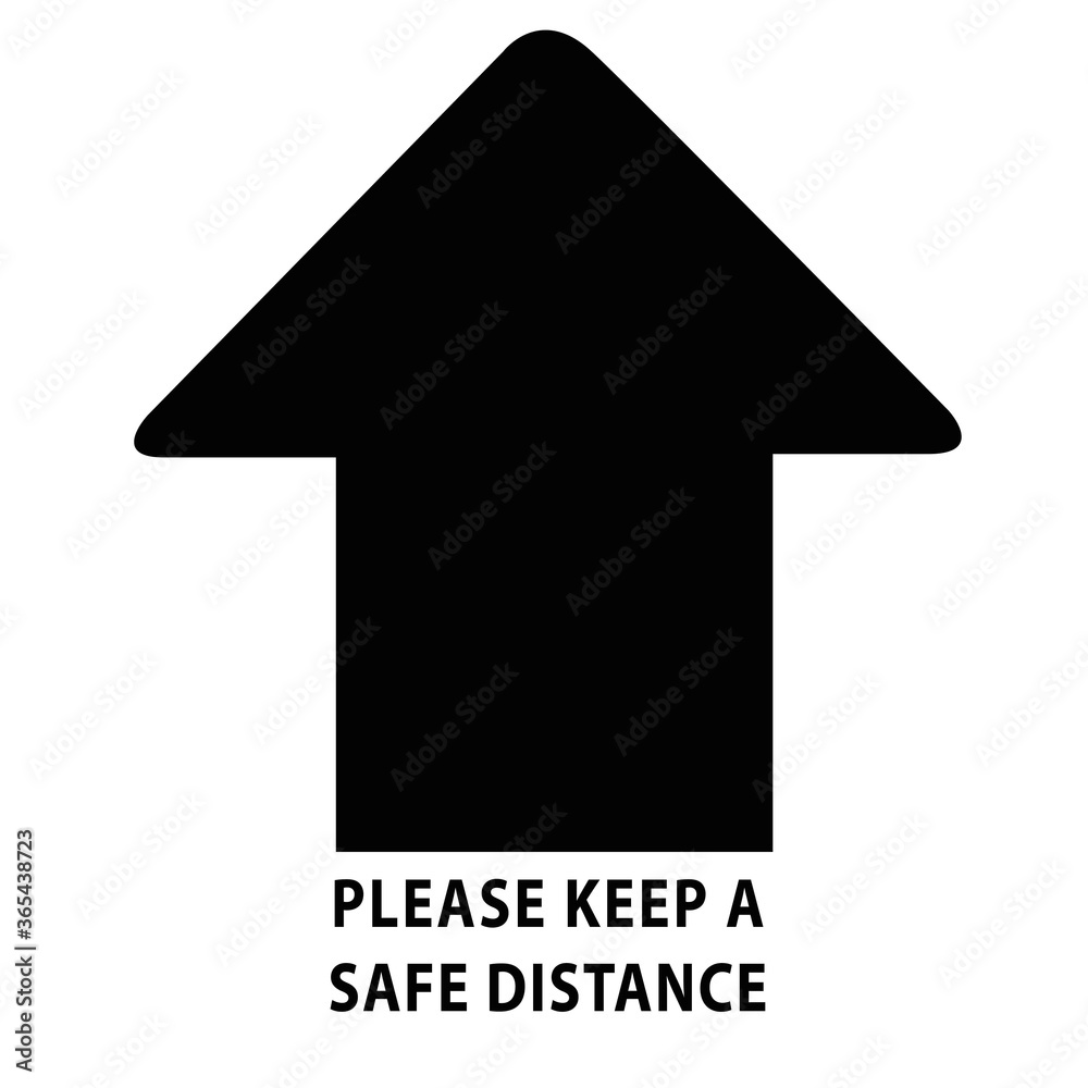 Social distancing concept for preventing coronavirus covid-19. arrow icon with wording please keep a safe distance on white background,vector illustration. . Social distancing concept for preventing coronavirus covid-19. arrow icon with wording please keep a safe distance on white background,vector illustration. .
