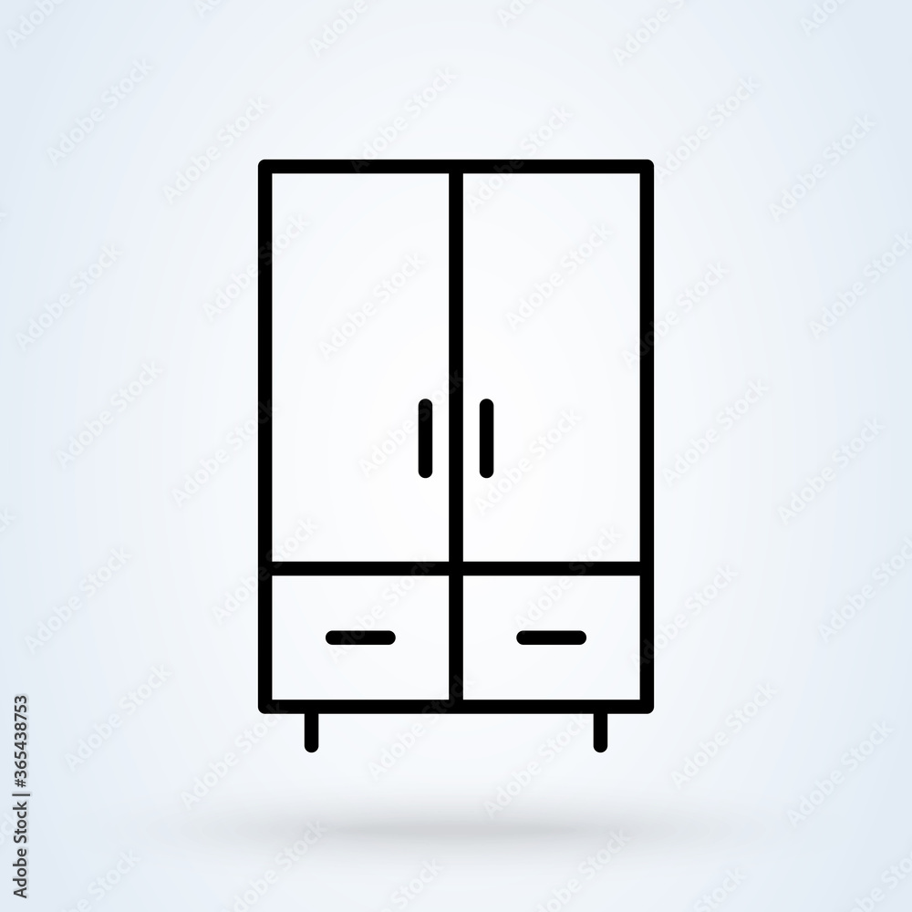 Wardrobe line icon. vector Simple modern design illustration. Wardrobe line icon. vector Simple modern design illustration.