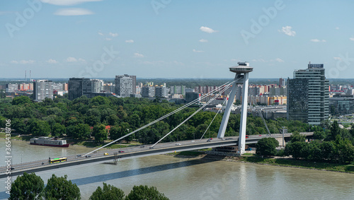 Photography bridge over the river in Bratislava