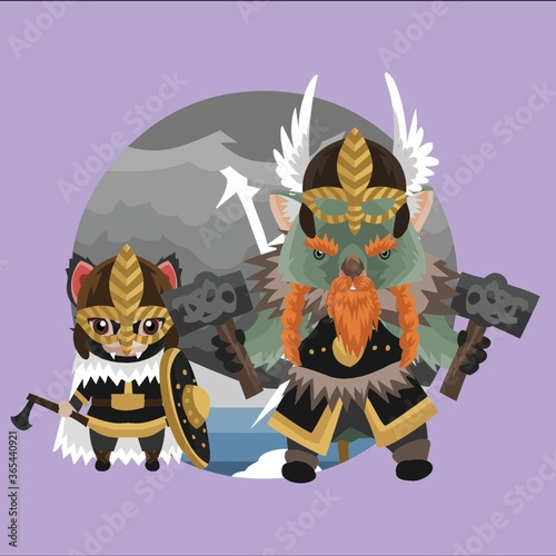 tribal wombat and tasmanian devil in tribal armours