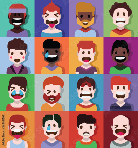 User avatars, avatars with empty faces and heads for social network ( Male and female faces 