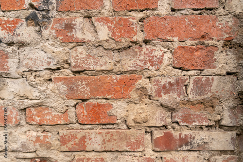 Texture of an old red brick wall  background