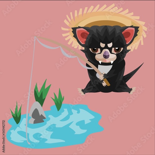 impatient tasmanian devil fishing