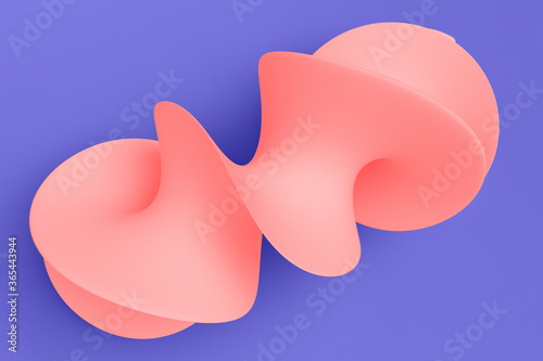 Coral and purple pastel delicate abstract 3D background of a intertwine wave curving intertwining and writhing surface. 3D illustration with copy space