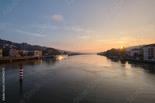 sunset in Vienne, Rhone river France