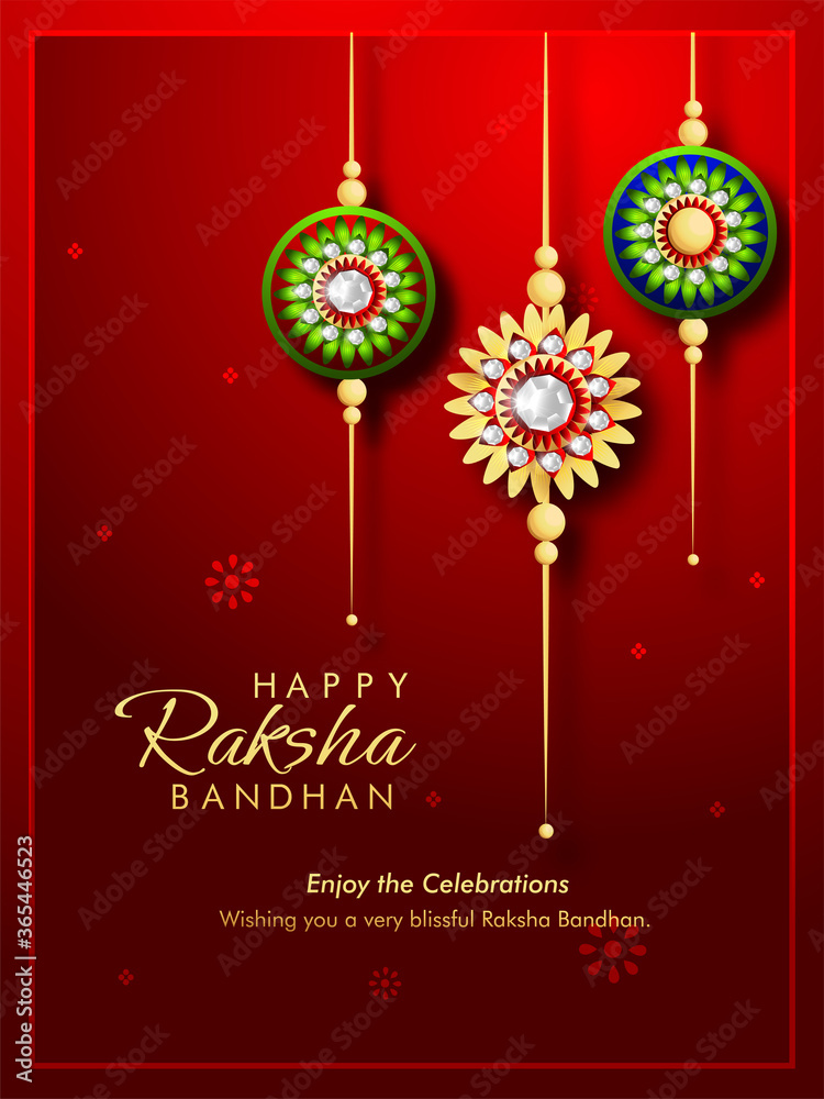 Raksha bandhan Festival Background Design with Creative Rakhi Illustration - Indian Religious Festival Background Vector Illustration