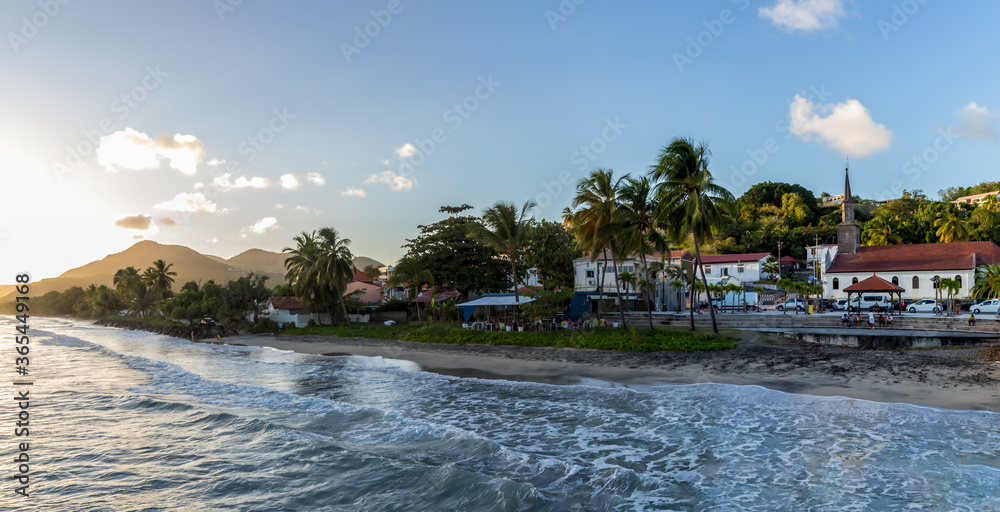 Panoramic Landscape from Diamant Beach in the caribbean sea in Martinique